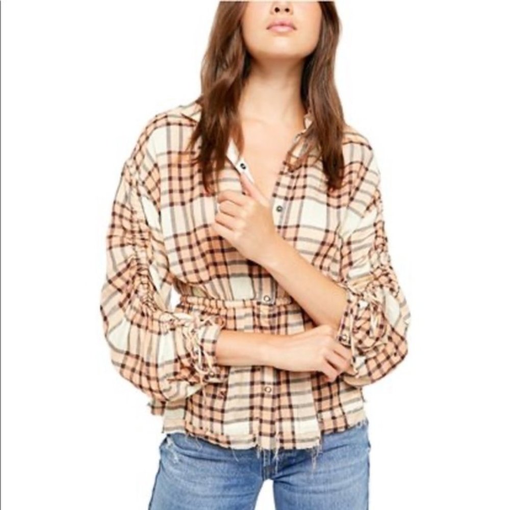 Free People "We the Free" Pacific Dawn Plaid Shirt
